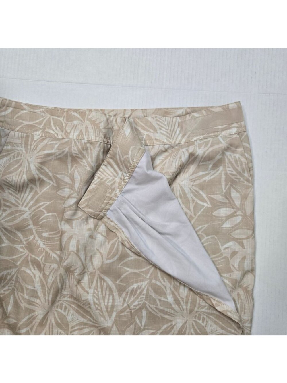 RipSkirt Size L Hawaii Wrap Skirt Floral Beige Tropical Palm Leaf Print Length 3 - Picture 4 of 6